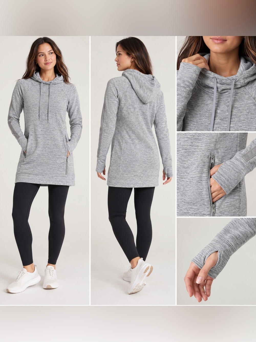 Athleta Hooded Sweatshirt Dress Tunic Heather Gray Size Small NWOT